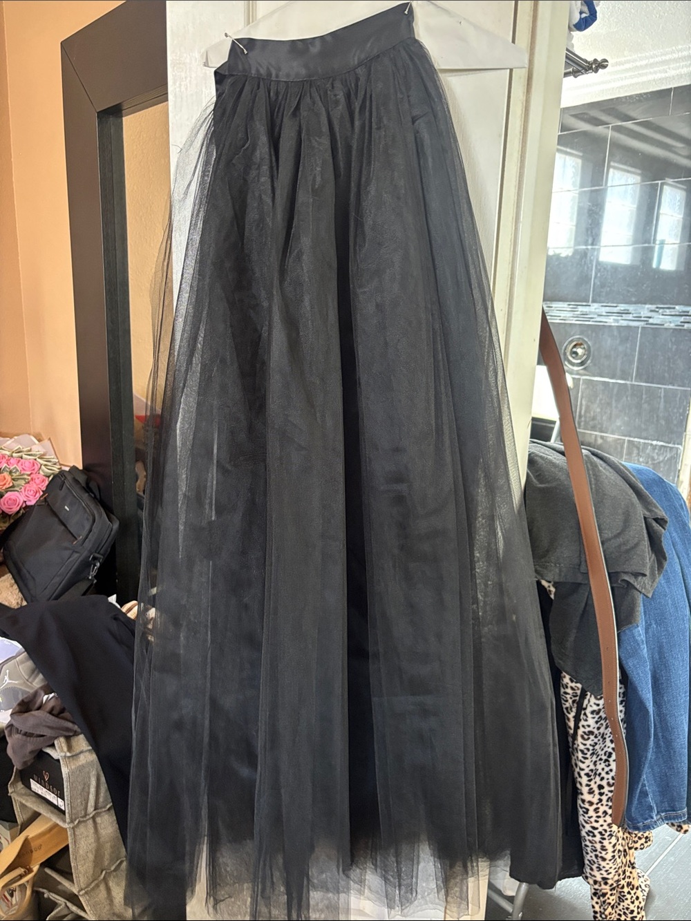 Black Tulle Maxi Skirt with Full Silhouette